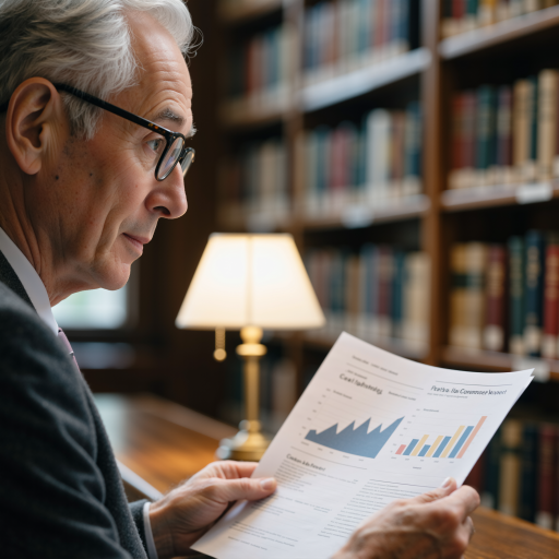 五十岁左右男性教授头像，穿深色西装，白色衬衫，严肃专业表情，书架背景